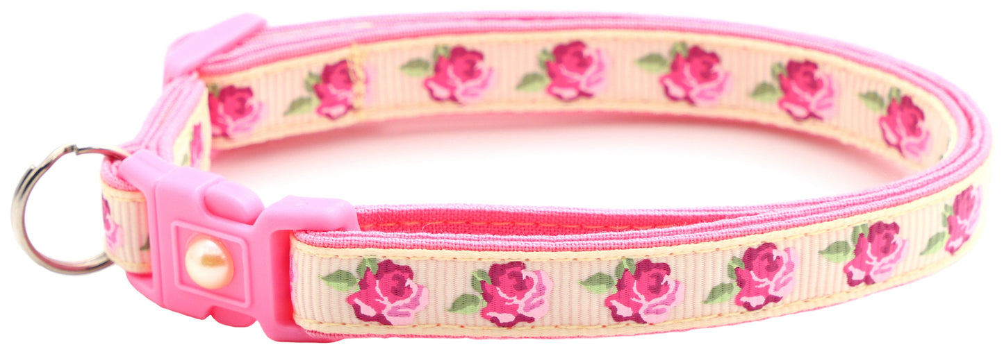 Pink Tea Party Roses Breakaway Cat Collar